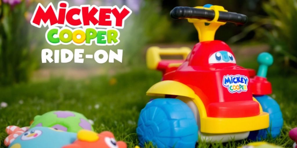 Colorful Mickey Cooper Ride-On toy for kids.